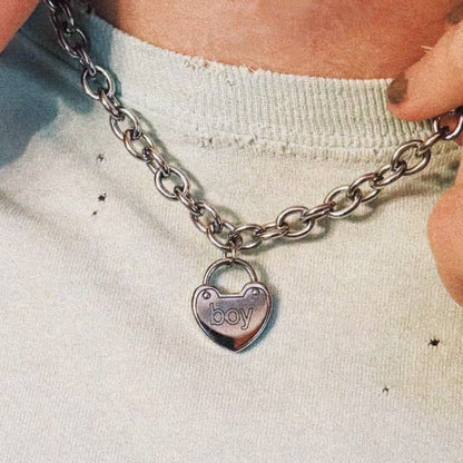 boy Heart Lock Necklace